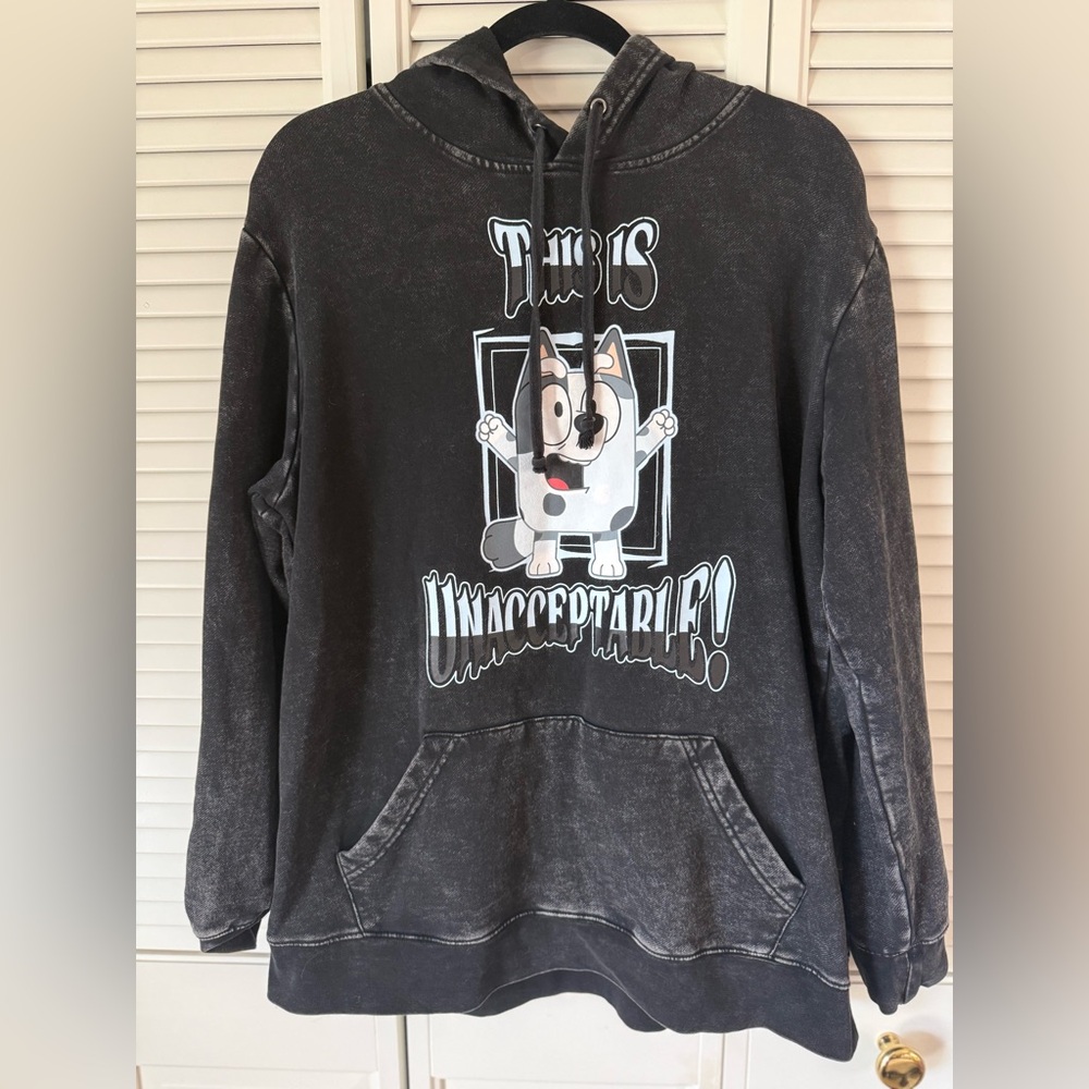 Bluey Muffin Graphic “This is Unacceptable” Black Hoodie